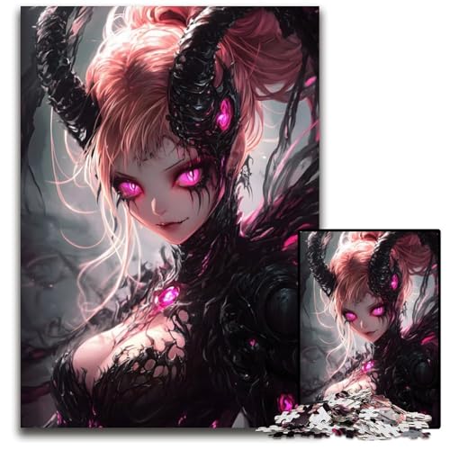 Puzzle für Erwachsene 1000 Teile Dämonisches AnimeMädchen anspruchsvolle Puzzles interaktives Familienspiel Bastelgeschenk mit farbenfrohen Kunstwerken 1000 Teile (38 x 26 cm) von CXUOSADIP