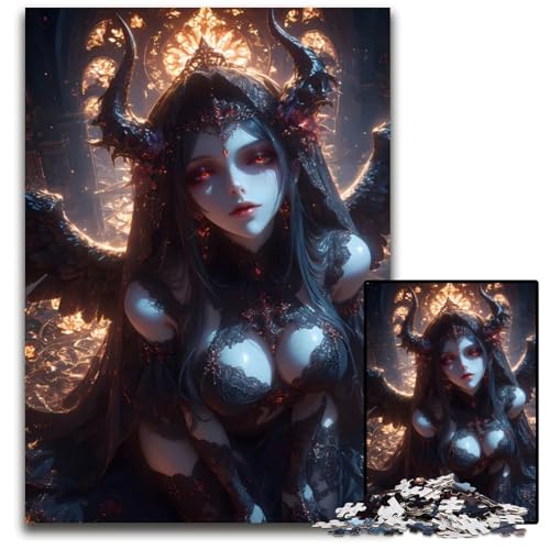 Puzzle für Erwachsene 1000 Teile Dunkler Engel mit Hörnern pädagogisches Denkspiel künstlerische HeimbüroDekoration ab 14 Jahren 1000 Teile (75 x 50 cm) von CXUOSADIP