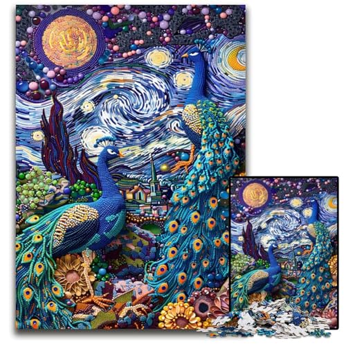 Puzzle für Erwachsene 1000 Teile EIN abstraktes Pfauenpaar Holzpuzzle für Erwachsene für Teenager und die ganze Familie Spaß zum Selbermachen Denkspiel Geschenk 1000 Teile (75 x 50 cm) von CXUOSADIP