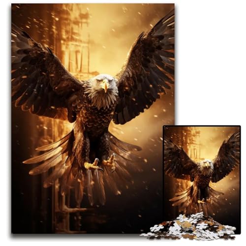 Puzzle für Erwachsene 1000 Teile Feuerflammen Weißkopfseeadler USAPaperPuzzles für Erwachsene interaktives Familienspiel GehirnHerausforderung Lernspielzeug 1000 Teile (38 x 26 cm) von CXUOSADIP