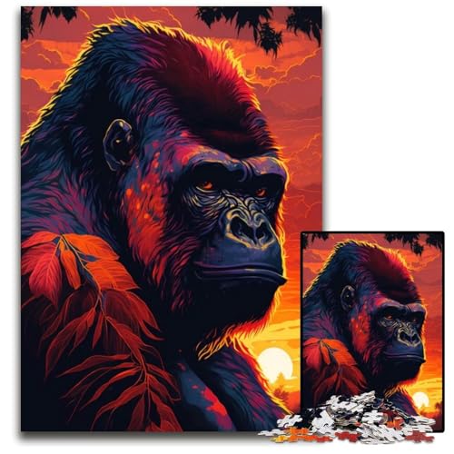 Puzzle für Erwachsene 1000 Teile GorillaKunststil Papierpuzzles für Erwachsene interaktives Familienspiel GehirnHerausforderung Lernspielzeug 1000 Teile (38 x 26 cm) von CXUOSADIP