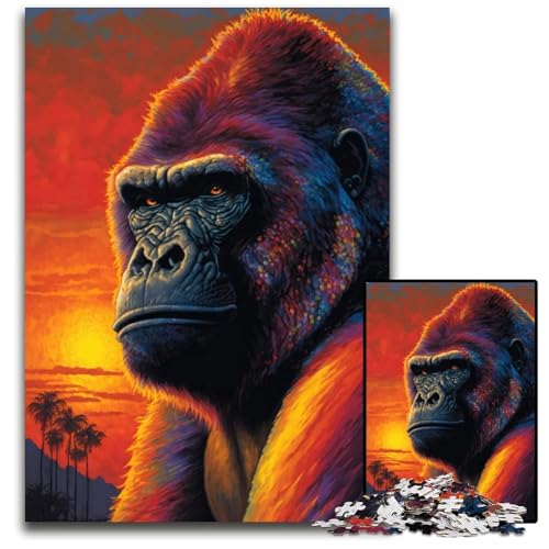 Puzzle für Erwachsene 1000 Teile GorillaKunststil Papierpuzzles für Erwachsene interaktives Familienspiel GehirnHerausforderung Lernspielzeug 1000 Teile (38 x 26 cm) von CXUOSADIP