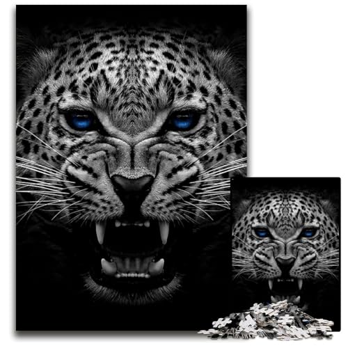 Puzzle für Erwachsene 1000 Teile Poster mit wütendem Jaguargesicht Holzpuzzle für Erwachsene für Teenager und Familien Spaß zum Selbermachen Denkspiel Geschenk 1000 Teile (75 x 50 cm) von CXUOSADIP