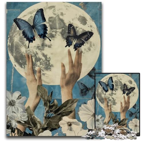 Puzzle für Erwachsene 1000 Teile Schmetterlinge im Mondschein Puzzles für Erwachsene Geburtstage und Feiertage 1000 Teile (75 x 50 cm) von CXUOSADIP