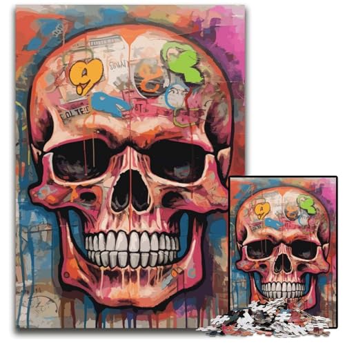Puzzle für Erwachsene 1000 Teile TotenkopfPuzzle im BasquiatStil Holzpuzzle perfekt für Teenager Sammler ideale Heimdekoration Reisegeschenk 1000 Teile (75 x 50 cm) von CXUOSADIP