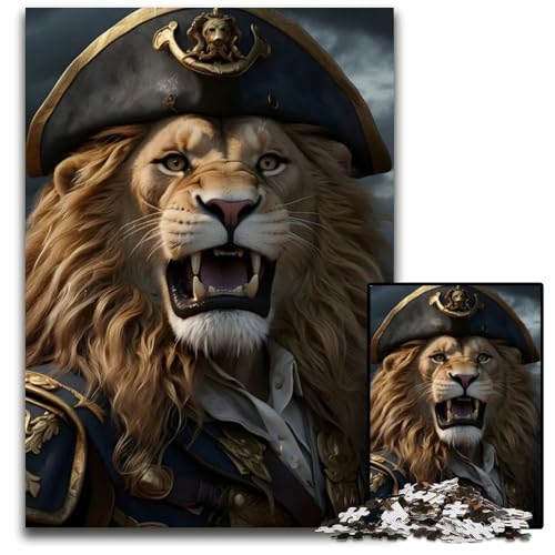 Puzzle für Erwachsene 1000 Teile Wütende Löwenpiraten Holzpuzzle für Erwachsene für Teenager und Familien Spaß zum Selbermachen Denkspiel Geschenk 1000 Teile (38 x 26 cm) von CXUOSADIP