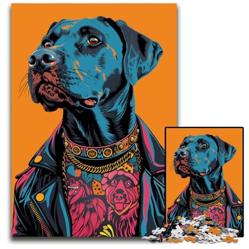 Puzzle für Erwachsene 1000 Teile Wütender Labrador Retriever Holzpuzzle für Erwachsene für Teenager und Familien Spaß zum Selbermachen Denkspiel Geschenk 1000 Teile (38 x 26 cm) von CXUOSADIP