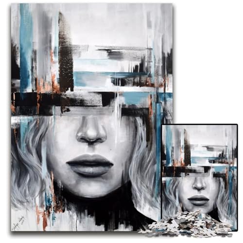 Puzzle für Erwachsene 1000 Teile abstrakte Gesichtsbemalung Holzpuzzle für Erwachsene für Teenager und Familien Spaß zum Selbermachen Denkspiel Geschenk 1000 Teile (38 x 26 cm) von CXUOSADIP