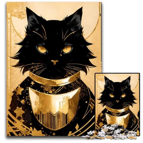 Puzzle für Erwachsene 1000 Teile abstrakte Schwarze Katze Holzpuzzle für Erwachsene für Teenager und Familien Spaß zum Selbermachen Denkspiel Geschenk 1000 Teile (38 x 26 cm) von CXUOSADIP