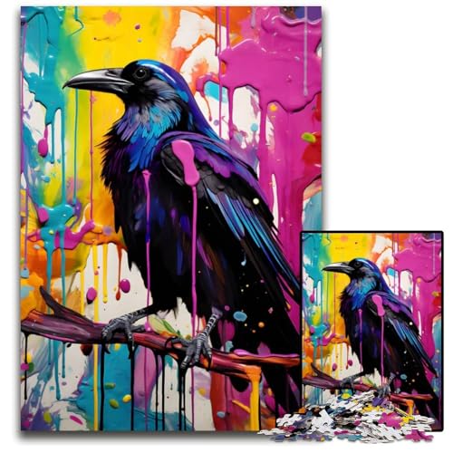 Puzzle für Erwachsene 1000 Teile abstraktes RabenDekoPuzzle aus Holz Heimdekoration Denksportspiel für Teenager und Familieninteraktion 1000 Teile (38 x 26 cm) von CXUOSADIP