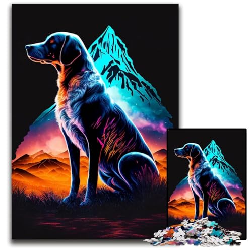 Puzzle für Erwachsene 1000 Teile bunter LabradorHund Holzpuzzle für Erwachsene für Teenager und Familien Spaß zum Selbermachen Denkspiel Geschenk 1000 Teile (75 x 50 cm) von CXUOSADIP