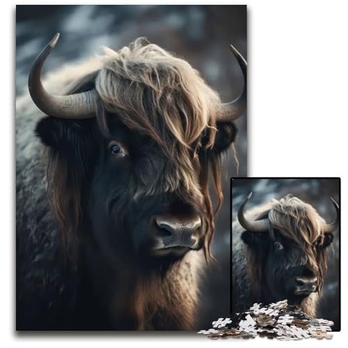 Puzzle für Erwachsene 1000 Teile gefährdeter Yak Holzpuzzle für Erwachsene interaktives Familienspiel GehirnHerausforderung Lernspielzeug 1000 Teile (75 x 50 cm) von CXUOSADIP