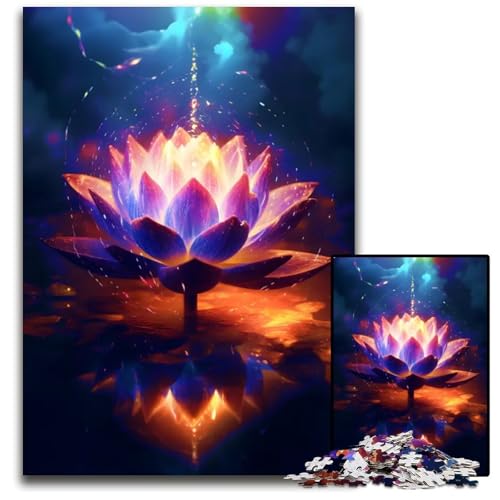 Puzzle für Erwachsene 1000 Teile kosmisches Leuchten Lotusblume Papierpuzzle für Erwachsene interaktives Familienspiel GehirnHerausforderung Lernspielzeug 1000 Teile (38 x 26 cm) von CXUOSADIP
