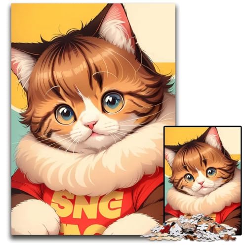 Puzzle für Erwachsene 1000 Teile süße Katze im minimalistischen Stil Unmögliches Puzzle für Erwachsene Geburtstagsgeschenkidee anspruchsvolles Denkspiel 1000 Teile (75 x 50 cm) von CXUOSADIP