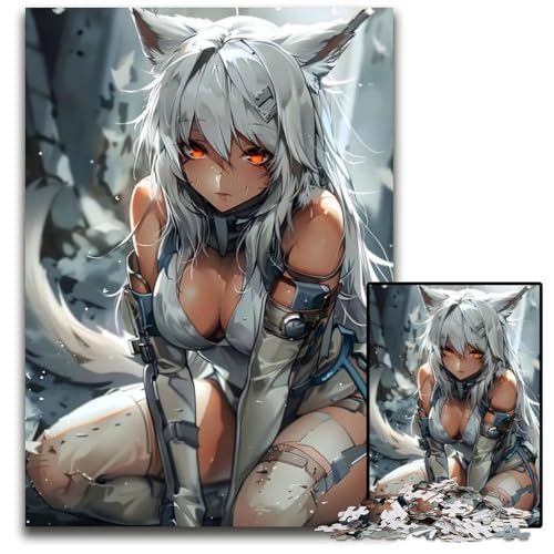 Puzzle für Erwachsene PC Foxgirl AnimeMädchen Holzpuzzle interaktives Familienspiel DIY Heimdekoration Denksportaufgabe Geschenk 1000 Teile (38 x 26 cm) von CXUOSADIP