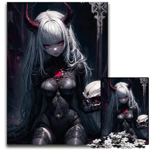 Puzzle für Erwachsene PC GothicDämonenprinzessin Holzpuzzle interaktives Familienspiel DIY Heimdekoration Denksportaufgabe Geschenk 1000 Teile (38 x 26 cm) von CXUOSADIP