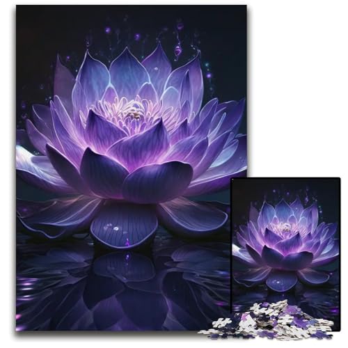 Puzzle für Erwachsene bunt Lotusblumen Holzpuzzle interaktives Familienspiel Heimdekoration Denksportaufgabe Geschenk 1000 Teile (75 x 50 cm) von CXUOSADIP