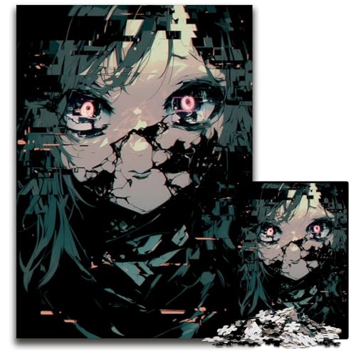 Puzzle für Erwachsene digital Glitch AnimeMädchen Holzpuzzle interaktives Familienspiel DIY Heimdekoration Denksportaufgabe Geschenk 1000 Teile (38 x 26 cm) von CXUOSADIP