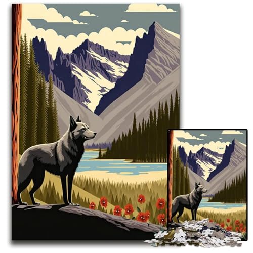 Puzzle für Erwachsene im WolfArtSerienStil 1000teiliges Puzzle für Erwachsene Denksportaufgabe Heimdekoration 1000 Teile (75 x 50 cm) von CXUOSADIP