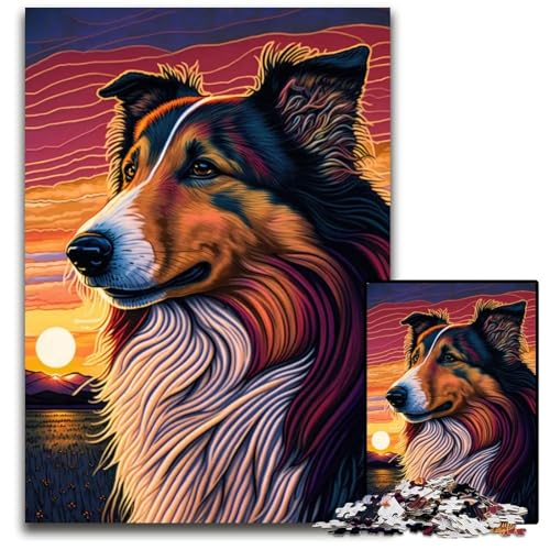 Puzzle im Rough CollieStil 1000 Teile anspruchsvolle Puzzles interaktives Familienspiel GehirnHerausforderung Lernspielzeug 1000 Teile (38 x 26 cm) von CXUOSADIP