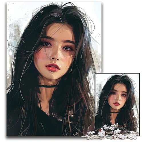Puzzle mit 1000 Teilen für Erwachsene AnimeMädchenporträt Holzpuzzle perfekt für Halloween Weihnachten Geburtstagsgeschenk 1000 Teile (38 x 26 cm) von CXUOSADIP