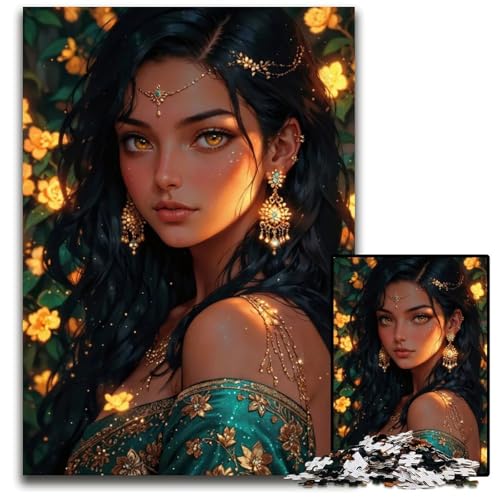 Puzzle mit 1000 Teilen für Erwachsene Goldenes Prinzessinnenporträt Holzpuzzle perfekt für Halloween Weihnachten Geburtstagsgeschenk 1000 Teile (38 x 26 cm) von CXUOSADIP