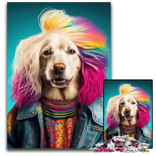 Puzzle mit 1000 Teilen für Erwachsene Modeikone Hund Holzpuzzle interaktives Familienspiel GehirnHerausforderung Lernspielzeug 1000 Teile (75 x 50 cm) von CXUOSADIP