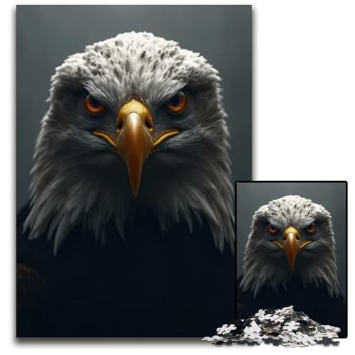 Puzzle mit 1000 Teilen für Erwachsene Porträt eines wütenden Weißkopfseeadlers Holzpuzzle interaktives Familienspiel GehirnHerausforderung Lernspielzeug 1000 Teile (38 x 26 cm) von CXUOSADIP