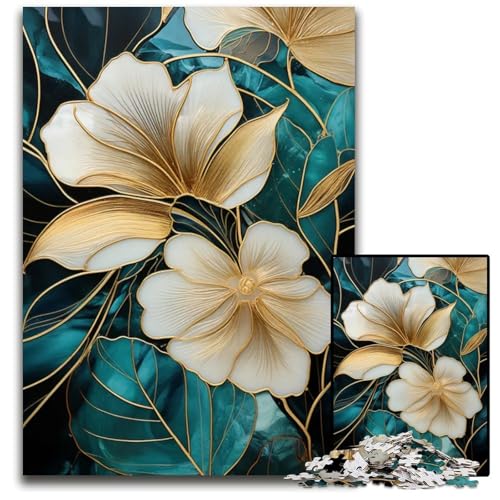 Puzzle mit 1000 Teilen für Erwachsene abstraktes botanisches KintsugiHolzpuzzle interaktives Familienspiel GehirnHerausforderung Lernspielzeug 1000 Teile (38 x 26 cm) von CXUOSADIP