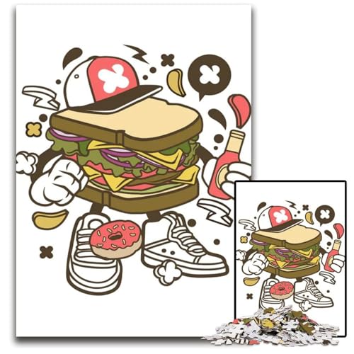 Puzzle mit CartoonIllustration 1000 Teile für Erwachsene Holzpuzzle für Erwachsene Heimdekoration 1000 Teile (75 x 50 cm) von CXUOSADIP