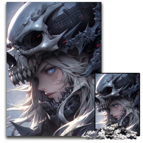 Puzzle mit TotenkopfMädchen 1000 Teile Puzzle pädagogisches Denkspiel künstlerische Heim und Bürodekoration ab 14 Jahren 1000 Teile (38 x 26 cm) von CXUOSADIP