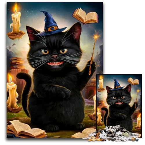 Puzzles für Erwachsene 1000 ZaubererkatzenPuzzles aus Papier für Erwachsene interaktives Familienspiel GehirnHerausforderung Lernspielzeug 1000 Teile (38 x 26 cm) von CXUOSADIP