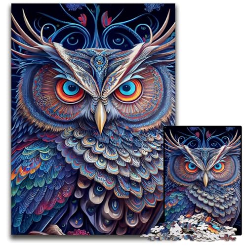 Puzzles mit 1000 Teilen für Erwachsene abstrakte EulenPuzzles für Erwachsene Geburtstagsgeschenkidee anspruchsvolles Denkspiel 1000 Teile (75 x 50 cm) von CXUOSADIP