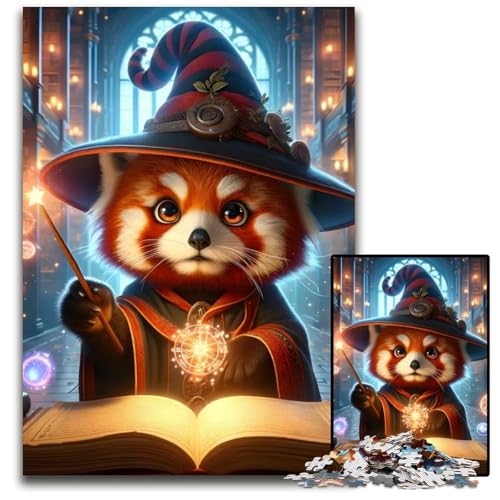 Red Panda Wizard Magic 1000teiliges Puzzle für Erwachsene anspruchsvolles Denkspiel für Teenager Spaß für den Familienspielabend 1000 Teile (38 x 26 cm) von CXUOSADIP