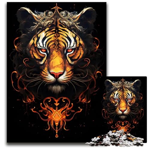 Ritual Tiger 1000teiliges Puzzle für Erwachsene Holzpuzzle Geburtstagsgeschenkidee anspruchsvolles Denkspiel 1000 Teile (75 x 50 cm) von CXUOSADIP