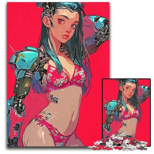 RoboterBikiniVintagePuzzles für 1000teiliges Papierpuzzle anspruchsvolles Denkspiel für Teenager Spaß am Familienspielabend 1000 Teile (38 x 26 cm) von CXUOSADIP