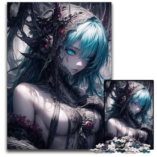 RoboterMädchen mit blauen Haaren 14teiliges Puzzle für Erwachsene Holzpuzzle für die Heimdekoration ideales Weihnachts und Neujahrsgeschenk für Teenager 1000 Teile (75 x 50 cm) von CXUOSADIP