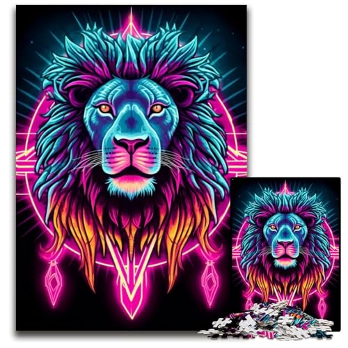 Roter Löwenkopf 1000teiliges Puzzle für Erwachsene anspruchsvolles Denkspiel für Teenager Spaß für den Familienspielabend 1000 Teile (38 x 26 cm) von CXUOSADIP