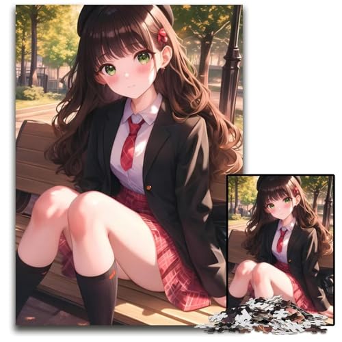 Schulmädchen im ParkPuzzle 1000 Teile Puzzle pädagogisches Denkspiel künstlerische HeimbüroDekoration ab 14 Jahren 1000 Teile (38 x 26 cm) von CXUOSADIP