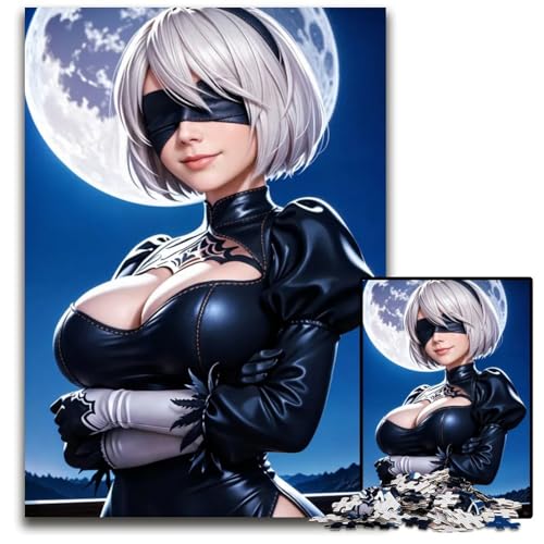 Schwarzes Kleid Android unter Mondlicht Puzzles für Erwachsene 1000 Holzpuzzles für Heimdekoration Gehirntraining 1000 PCS (75x50cm) von CXUOSADIP