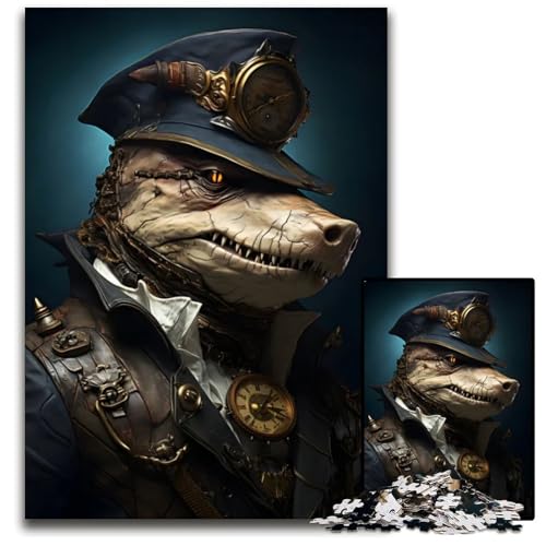 Shark Puzzles im SteampunkStil für 1000teiliges Papierpuzzle anspruchsvolles Denkspiel für Teenager Spaß am Familienspielabend 1000 Teile (38 x 26 cm) von CXUOSADIP