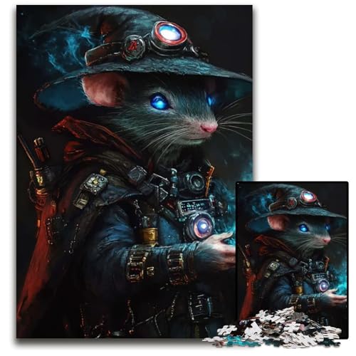 SteampunkMausZaubererPuzzle 1000 Teile für Erwachsene Papierpuzzle für Erwachsene Heimdekoration 1000 Teile (38 x 26 cm) von CXUOSADIP