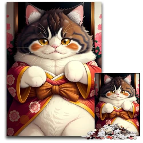 Süße Katze im japanischen Stil 1000teiliges Puzzle für Erwachsene anspruchsvolles Denkspiel für Teenager Spaß für den Familienspielabend 1000 Teile (38 x 26 cm) von CXUOSADIP