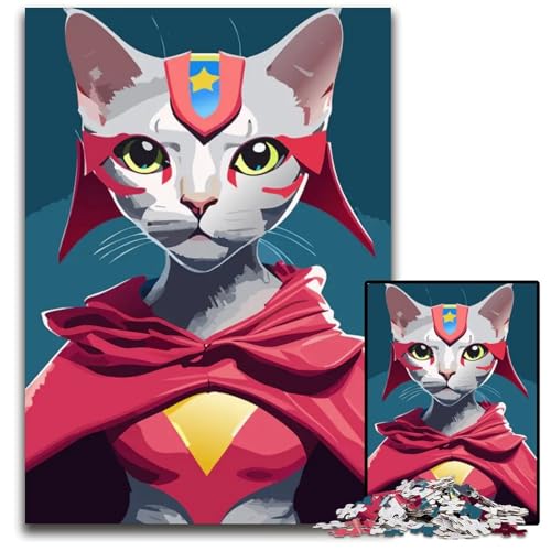 Super Cat Puzzle 1000 Teile anspruchsvolle Puzzles interaktives Familienspiel GehirnHerausforderung Lernspielzeug 1000 Teile (75 x 50 cm) von CXUOSADIP