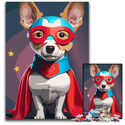 Super Dog Puzzle 1000 Teile für Erwachsene Holzpuzzle für Erwachsene anspruchsvolles Denkspiel für Teenager Spaß für den Familienspielabend 1000 Teile (75 x 50 cm) von CXUOSADIP