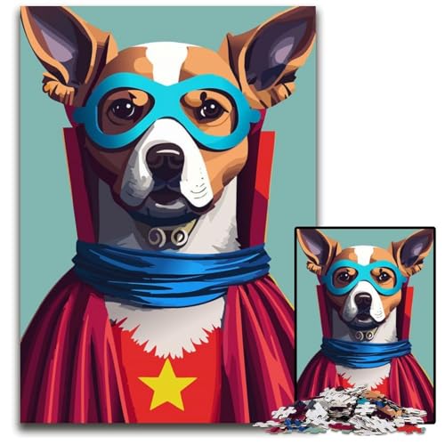 Super Dog Puzzle 1000 Teile für Erwachsene Holzpuzzle für Erwachsene anspruchsvolles Denkspiel für Teenager Spaß für den Familienspielabend 1000 Teile (75 x 50 cm) von CXUOSADIP