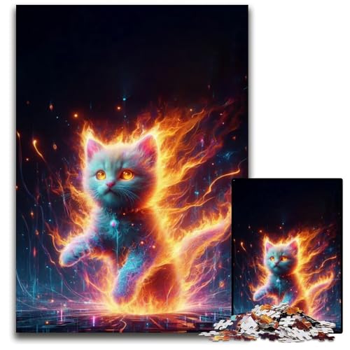SuperheldenKatze 1000teiliges Puzzle für Erwachsene Holzpuzzle Geburtstagsgeschenkidee anspruchsvolles Denkspiel 1000 Teile (75 x 50 cm) von CXUOSADIP