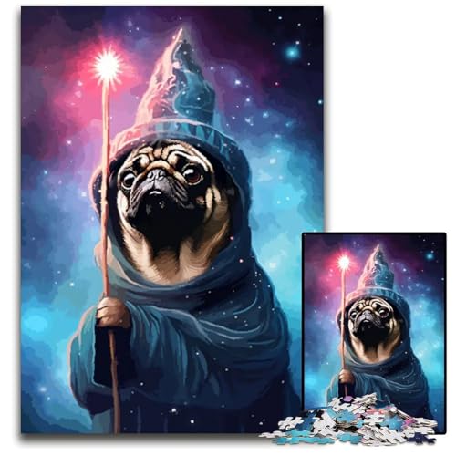 Teile für Erwachsene MopsZauberer süßes PixelKunstpapierPuzzle für Erwachsene anspruchsvolles Denkspiel für Teenager unterhaltsames interaktives Spiel für die ganze Familie 1000 Teile (38 x 26 cm) von CXUOSADIP