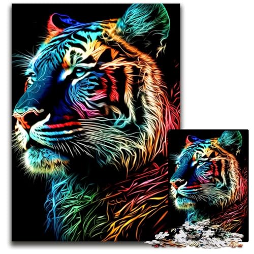Tiger1000teiliges Puzzle für Erwachsene Muttertag Geburtstag Weihnachten 1000 Teile (75 x 50 cm) von CXUOSADIP