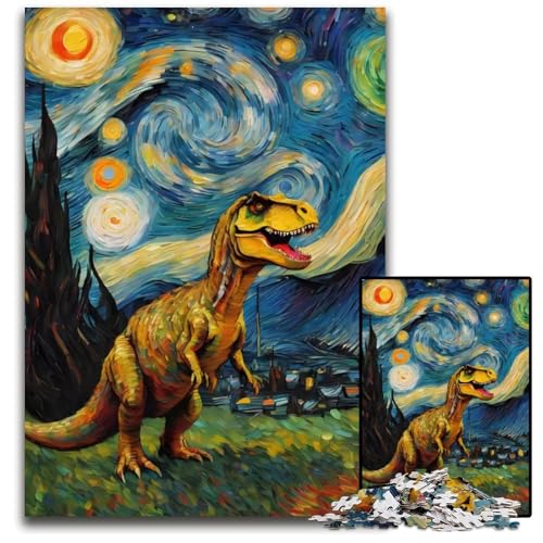 Trex bei Nacht Puzzle 1000 Teile anspruchsvolle Puzzles interaktives Familienspiel GehirnHerausforderung Lernspielzeug 1000 Teile (75 x 50 cm) von CXUOSADIP